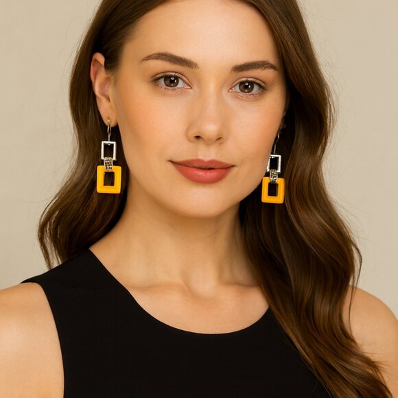 Twice As Nice Orange Earrings - Picture 3 of 5